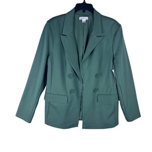 Liz Claiborne Womens Double Breasted Blazer Dark Forest Green Size 14 New NWT